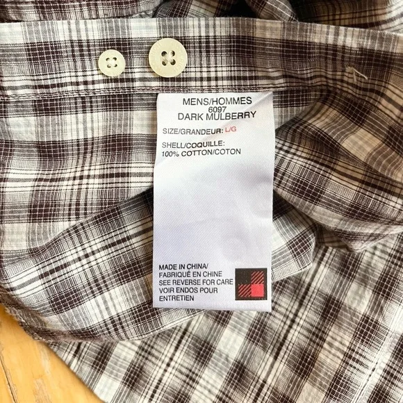 Woolrich Men’s Plaid 100% Cotton Shirt – Dark Mulberry, Size Large - Picture 5 of 5